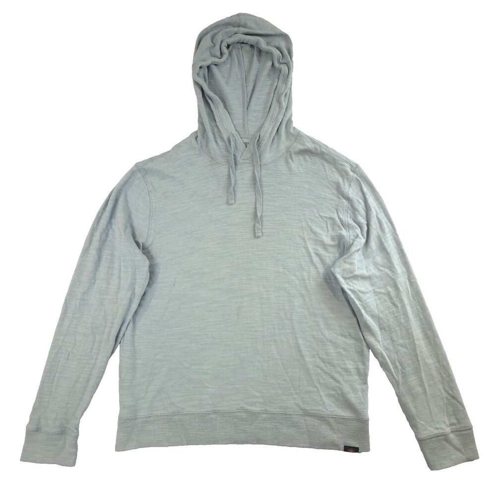 Faherty Organic Cotton Sunwashed Slub Hoodie L Teal Pullover Lightweight